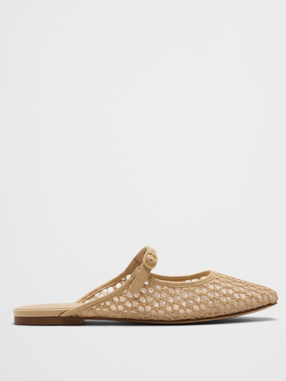 Woven Slingback Flats in Beige